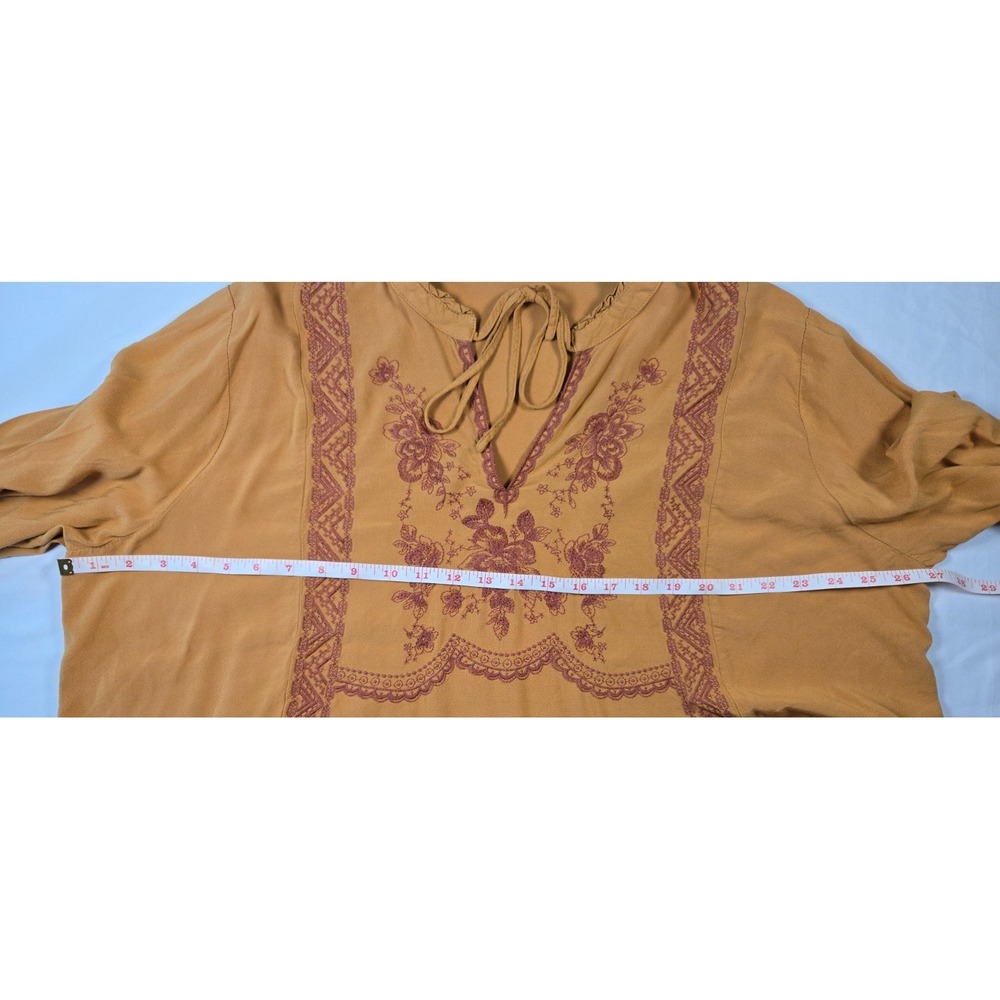 Spiced Orange Boho Embroidered Bell Sleeve Peasant Top Sz 26/28 Floral Hippie - Picture 11 of 15